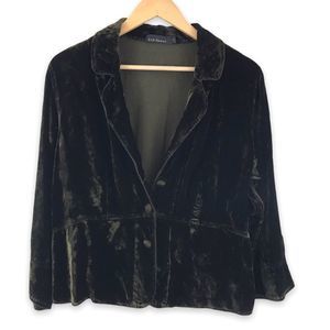 Cut Loose Velvet Blazer in Deep Olive